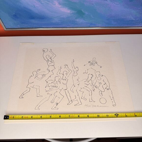 Basketball Line Art Lithograph by Tom Andrew Numbered Unframed Picasso Inspired - Picture 7 of 8